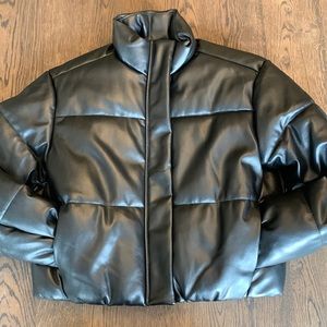 Gap teen faux leather puffer jacket